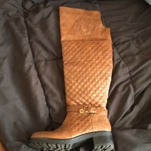 Over the knee brown boots